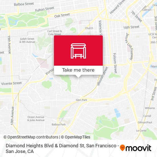 Diamond Heights Blvd & Diamond St map