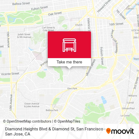Diamond Heights Blvd & Diamond St map