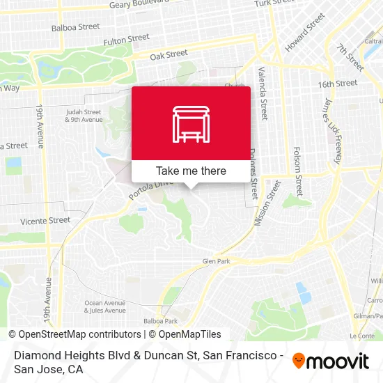 Diamond Heights Blvd & Duncan St map