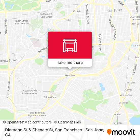 Diamond St & Chenery St map