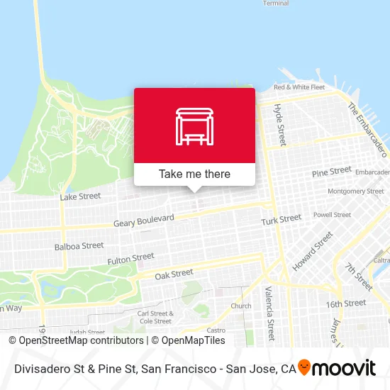 Divisadero St & Pine St map