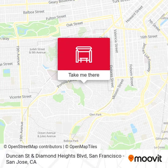 Duncan St & Diamond Heights Blvd map