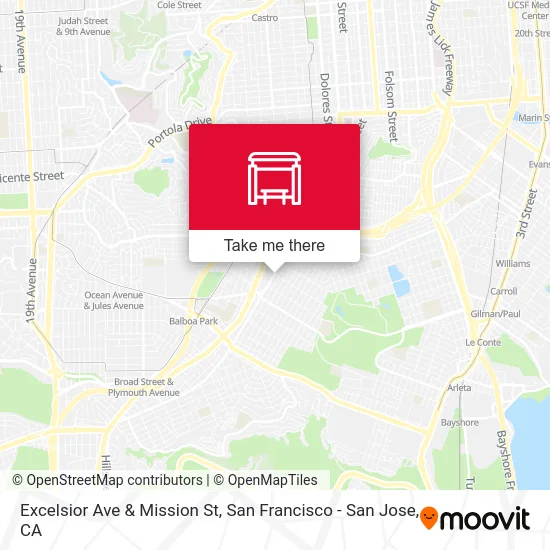 Excelsior Ave & Mission St map