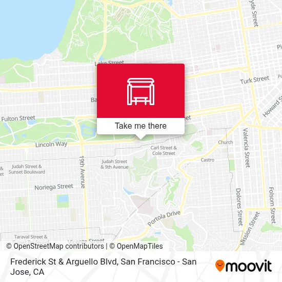 Frederick St & Arguello Blvd map