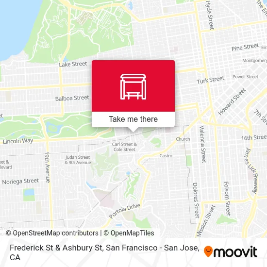 Frederick St & Ashbury St map