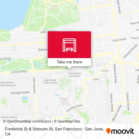 Frederick St & Stanyan St map