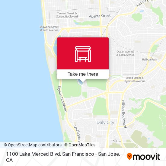 Mapa de 1100 Lake Merced Blvd