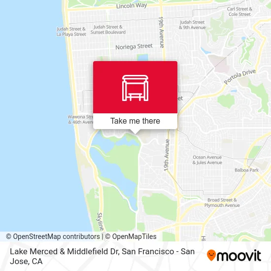 Lake Merced & Middlefield Dr map