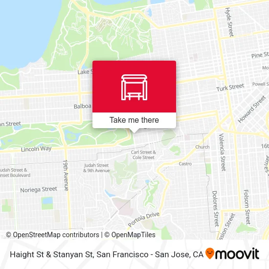 Haight St & Stanyan St map