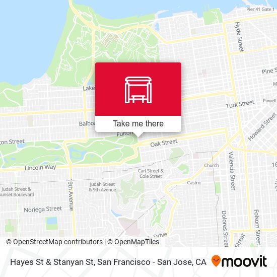 Hayes St & Stanyan St map