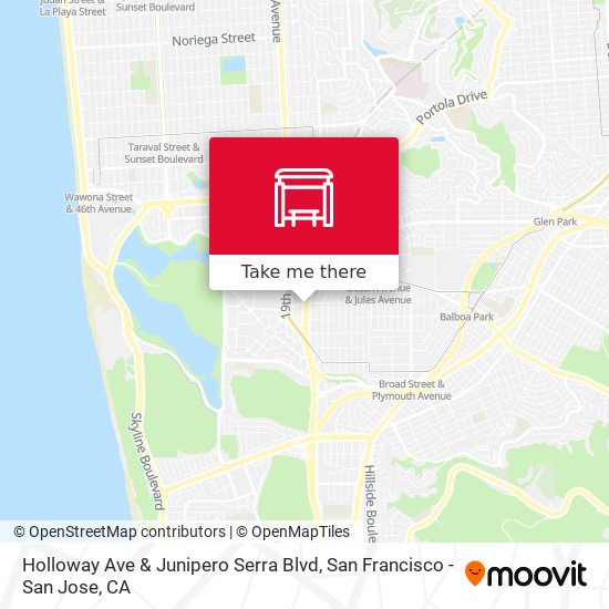 Holloway Ave & Junipero Serra Blvd map