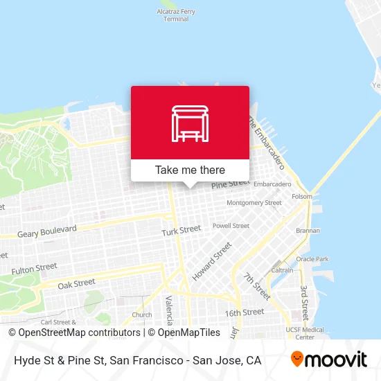 Hyde St & Pine St map