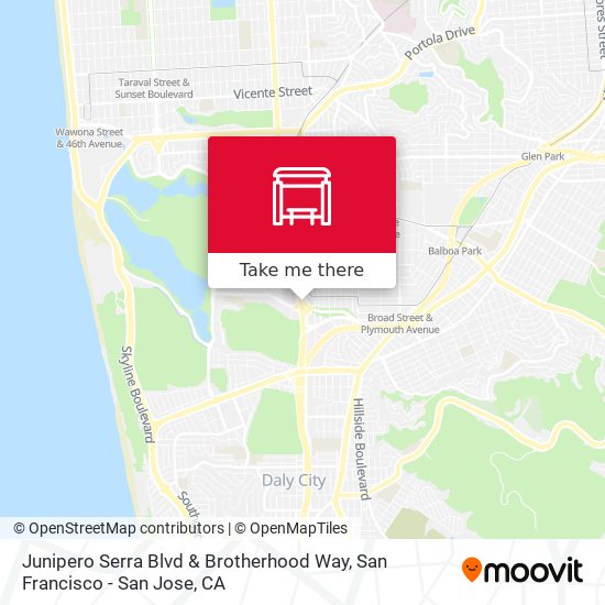 Junipero Serra Blvd & Brotherhood Way map