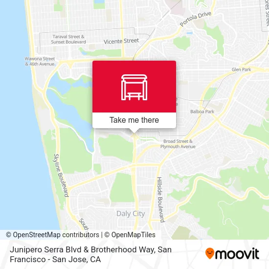 Mapa de Junipero Serra Blvd & Brotherhood Way