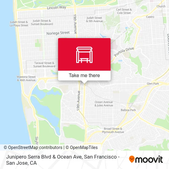 Junipero Serra Blvd & Ocean Ave map