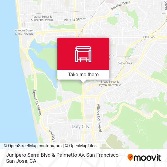 Junipero Serra Blvd & Palmetto Av map