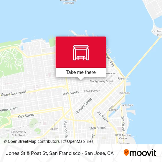 Jones St & Post St map