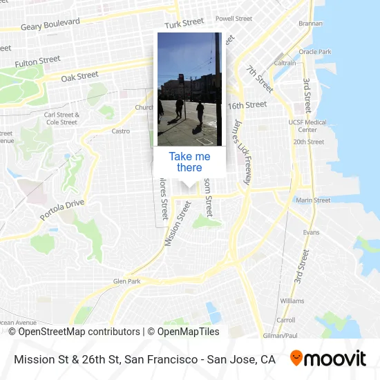 Mission St & 26th St map