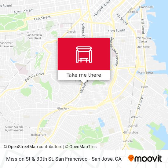 Mission St & 30th St map