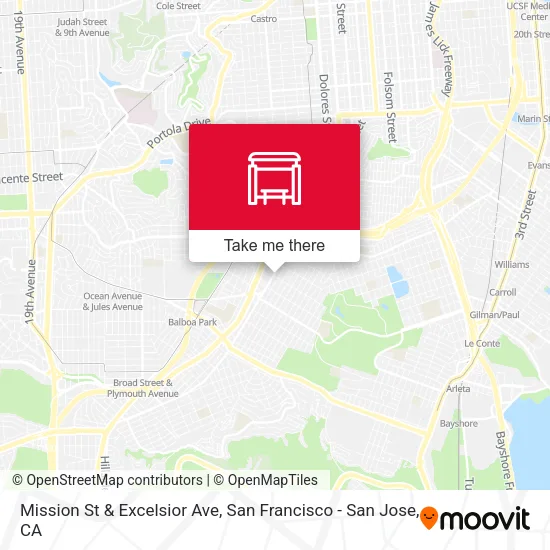 Mission St & Excelsior Ave map
