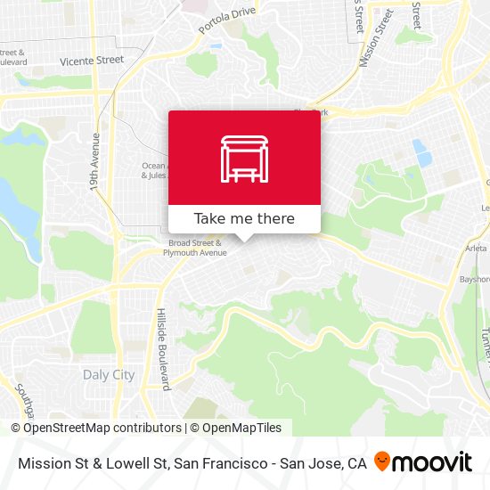 Mission St & Lowell St map
