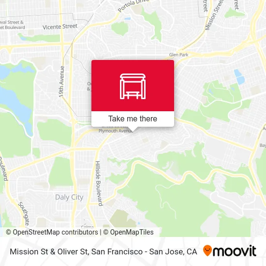 Mission St & Oliver St map