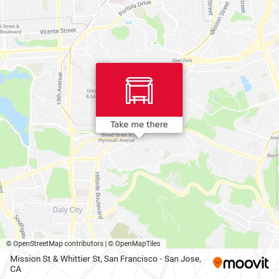 Mission St & Whittier St map