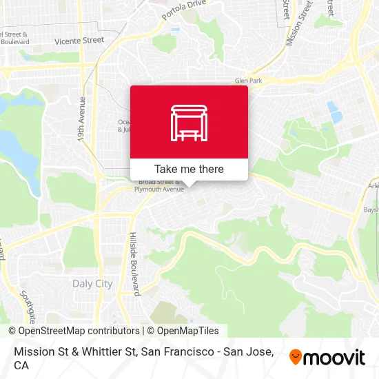 Mission St & Whittier St map