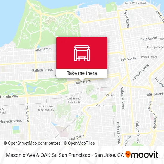 Masonic Ave & OAK St map