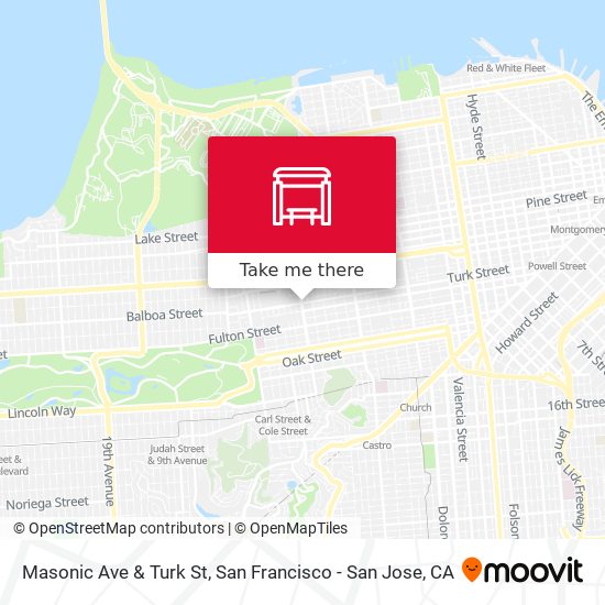 Masonic Ave & Turk St map