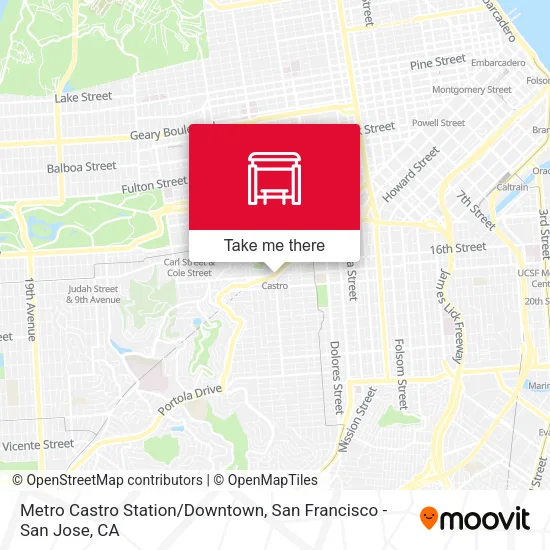 Mapa de Metro Castro Station/Downtown