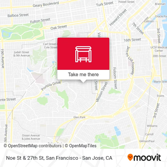 Noe St & 27th St map