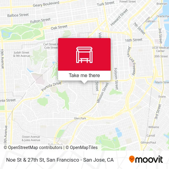 Noe St & 27th St map