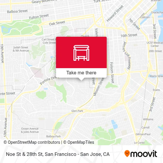 Noe St & 28th St map