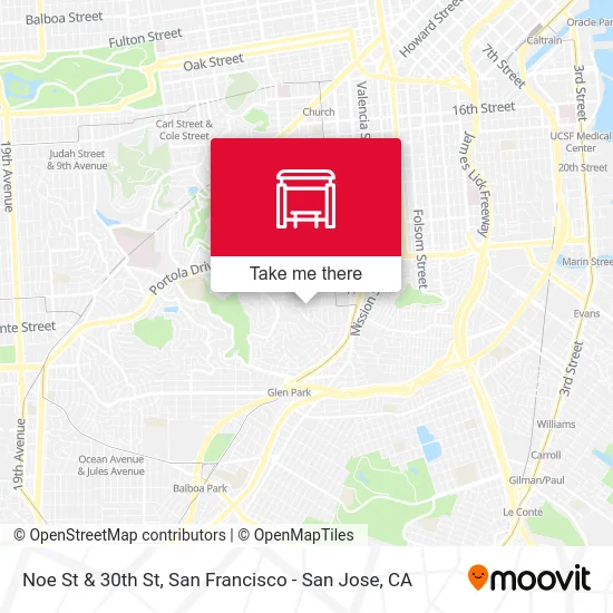 Noe St & 30th St map