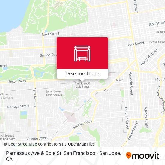 Parnassus Ave & Cole St map
