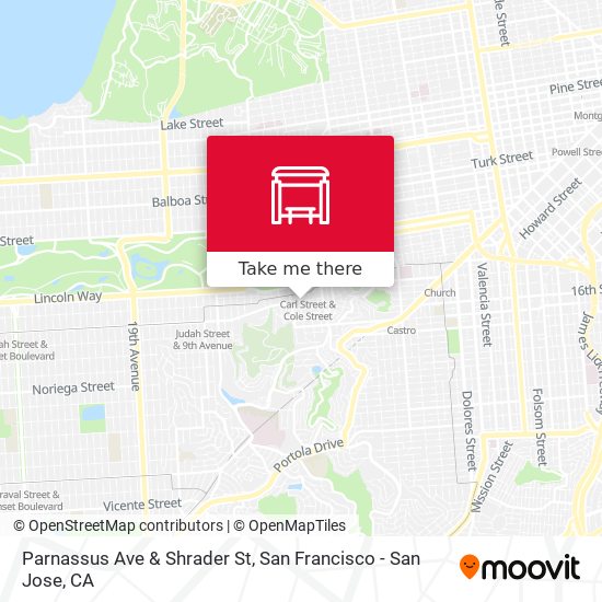 Parnassus Ave & Shrader St map