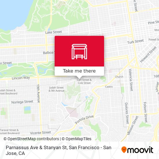 Parnassus Ave & Stanyan St map