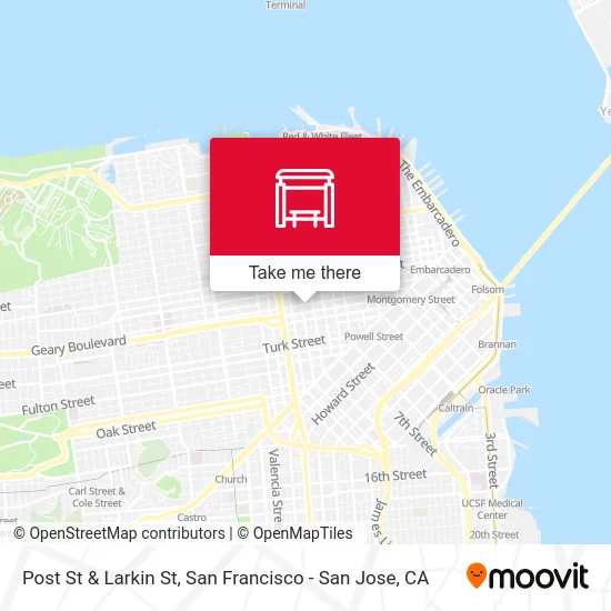 Post St & Larkin St map