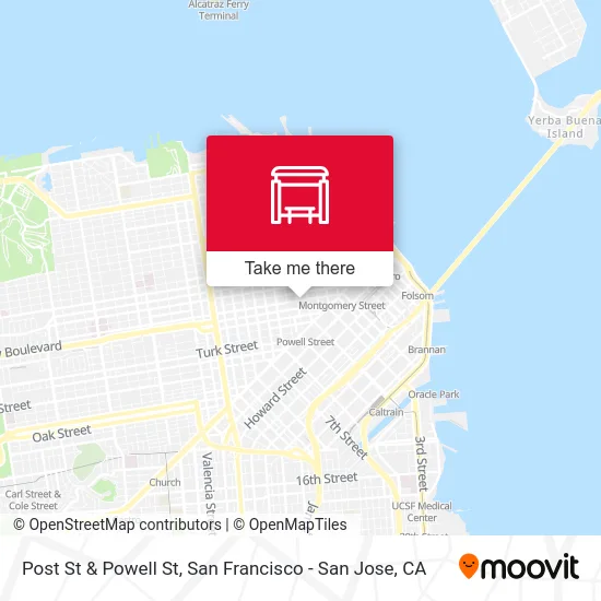 Post St & Powell St map