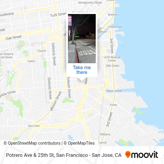 Potrero Ave & 25th St map