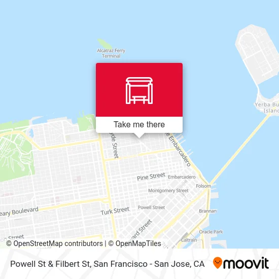 Powell St & Filbert St map