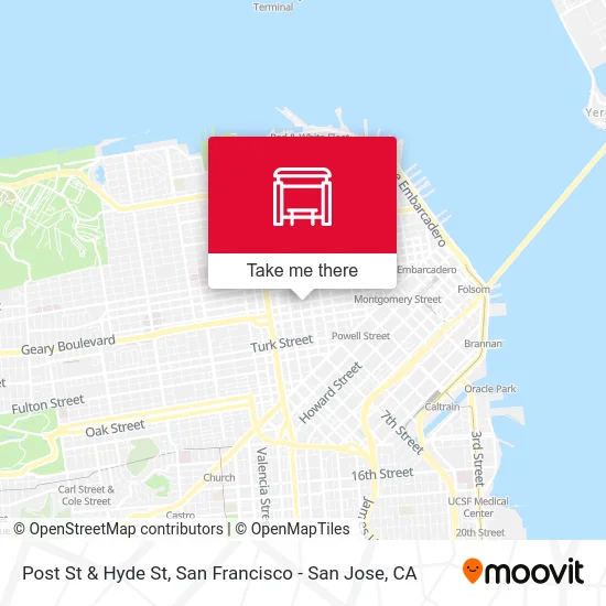 Post St & Hyde St map