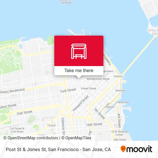 Post St & Jones St map
