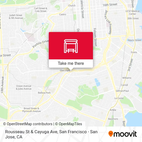 Rousseau St & Cayuga Ave map