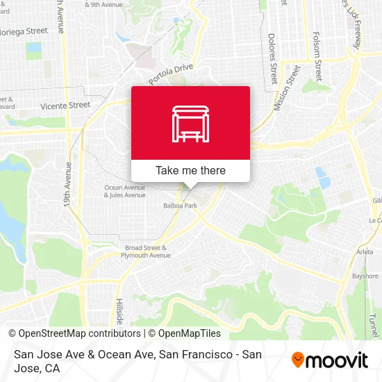 San Jose Ave & Ocean Ave map