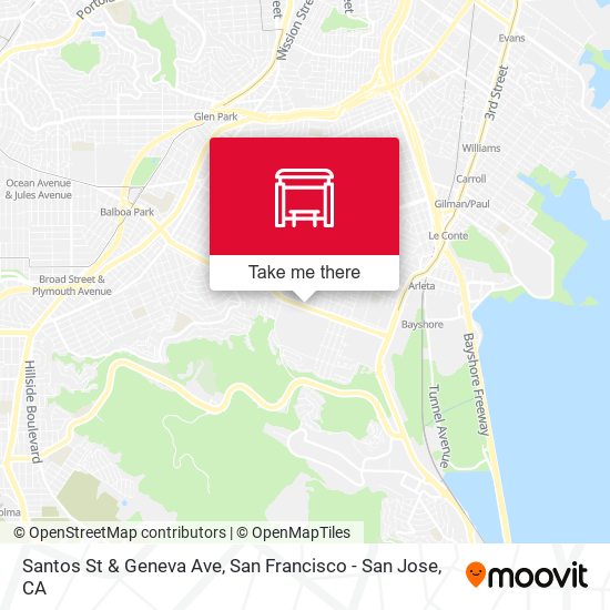 Santos St & Geneva Ave map