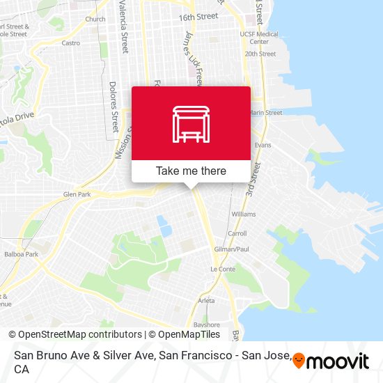 San Bruno Ave & Silver Ave map
