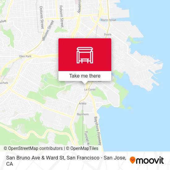 Mapa de San Bruno Ave & Ward St