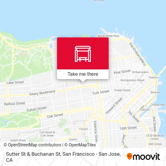 Sutter St & Buchanan St map